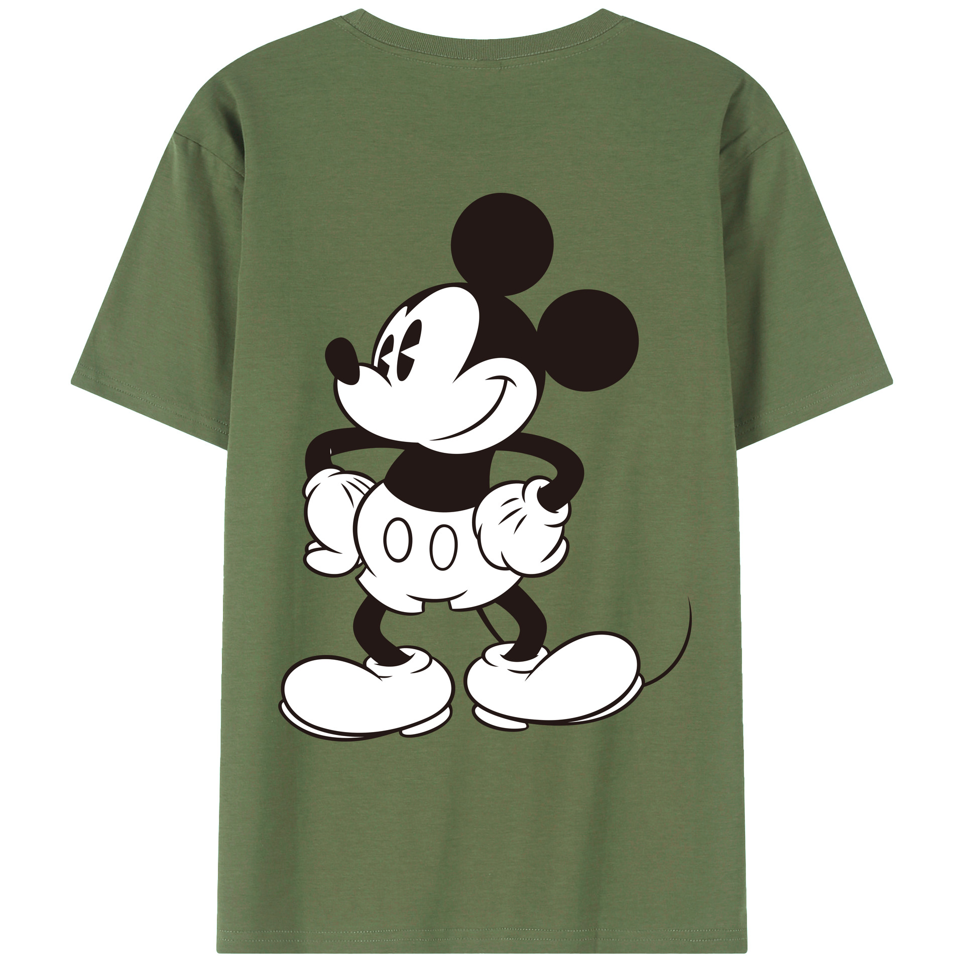ミッキーマウス Mickey Mouse 綿100％ メンズ半袖Tシャツ（バックプリント） 通気性